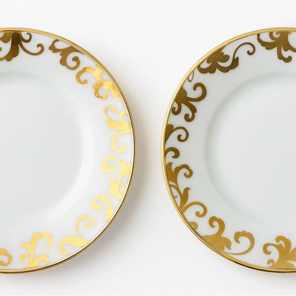 Ciroa Luxe “Fiori Gold” Porcelain Side Plates – Set of 2 – 6 Inch - Picture 4 of 6